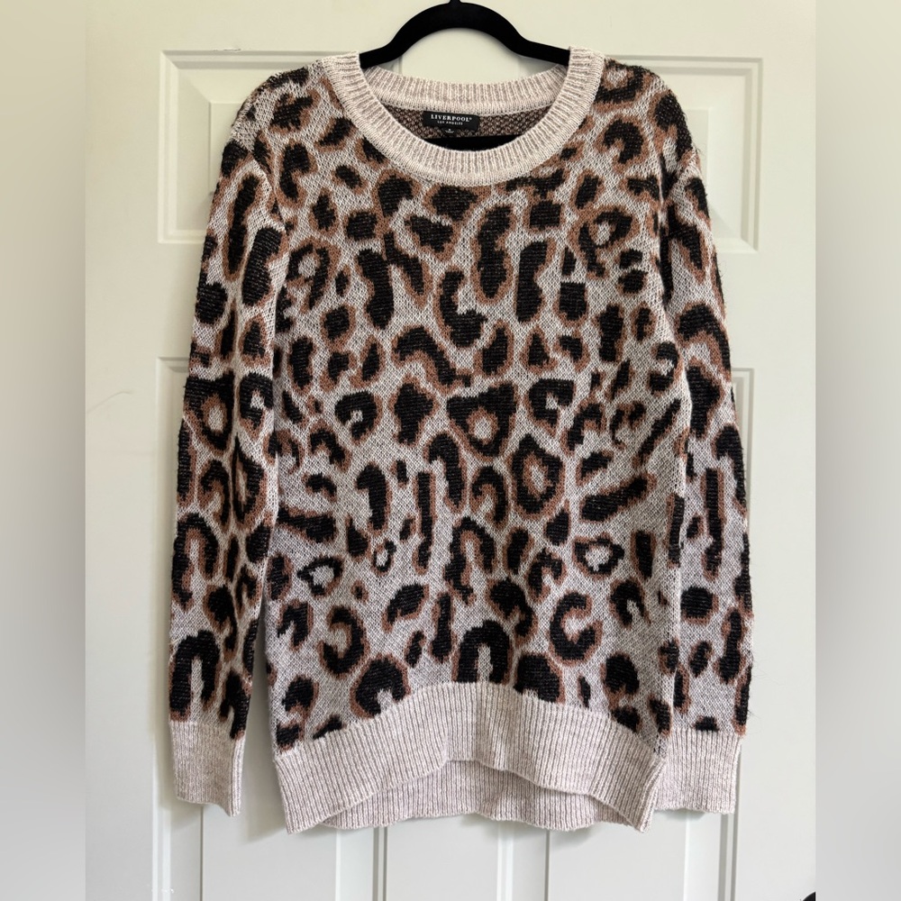 Liverpool Leopard Print Sweater - Black and Brown